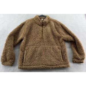Gap Sweater Mens Large Tan Camel Hair Pullover Fleece Front Pockets